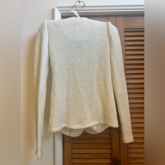 Ja2K Beige puff sleeve Cardigan with gold buttons Size Small - Picture 9 of 13